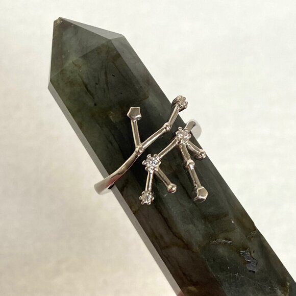 Sterling Silver 925 Star Sign Zodiac Virgo Constellation CZ Band Ring Sz 7.5 - Picture 5 of 16